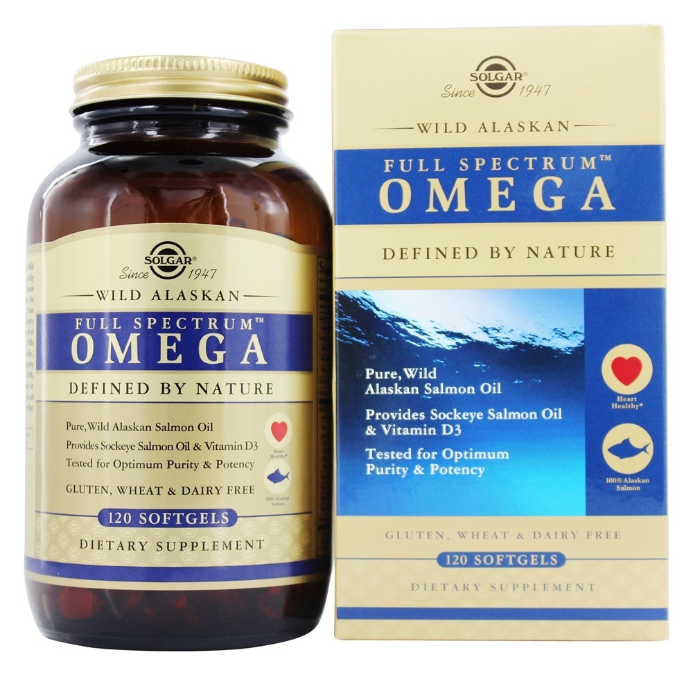 Full Spectrum Omega Óleo de Salmão Selvagem do Alasca - 120 Softgels Solgar