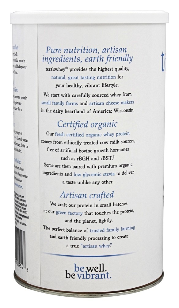 Orgânico Grama Alimentado Soro de leite coalhado Proteína Bourbon Baunilha - 12 oz. Tera's Whey - Imagem 3