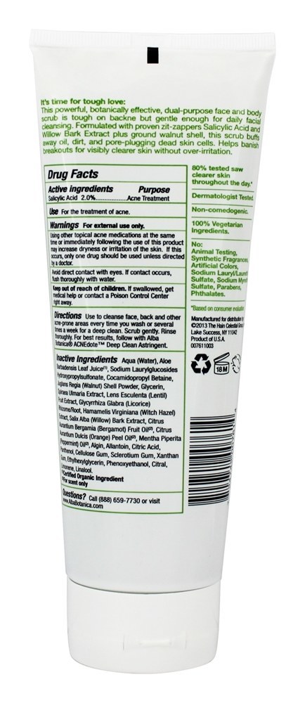 Natural Acnedote Face & Corpo Esfregar - 8 oz. Alba Botanica - Imagem 2
