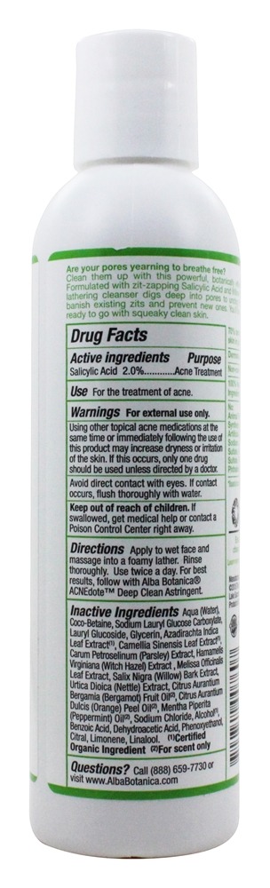 Lavagem de Poros Profundos ACNEdote Natural - 6 fl. oz. Alba Botanica - Imagem 2