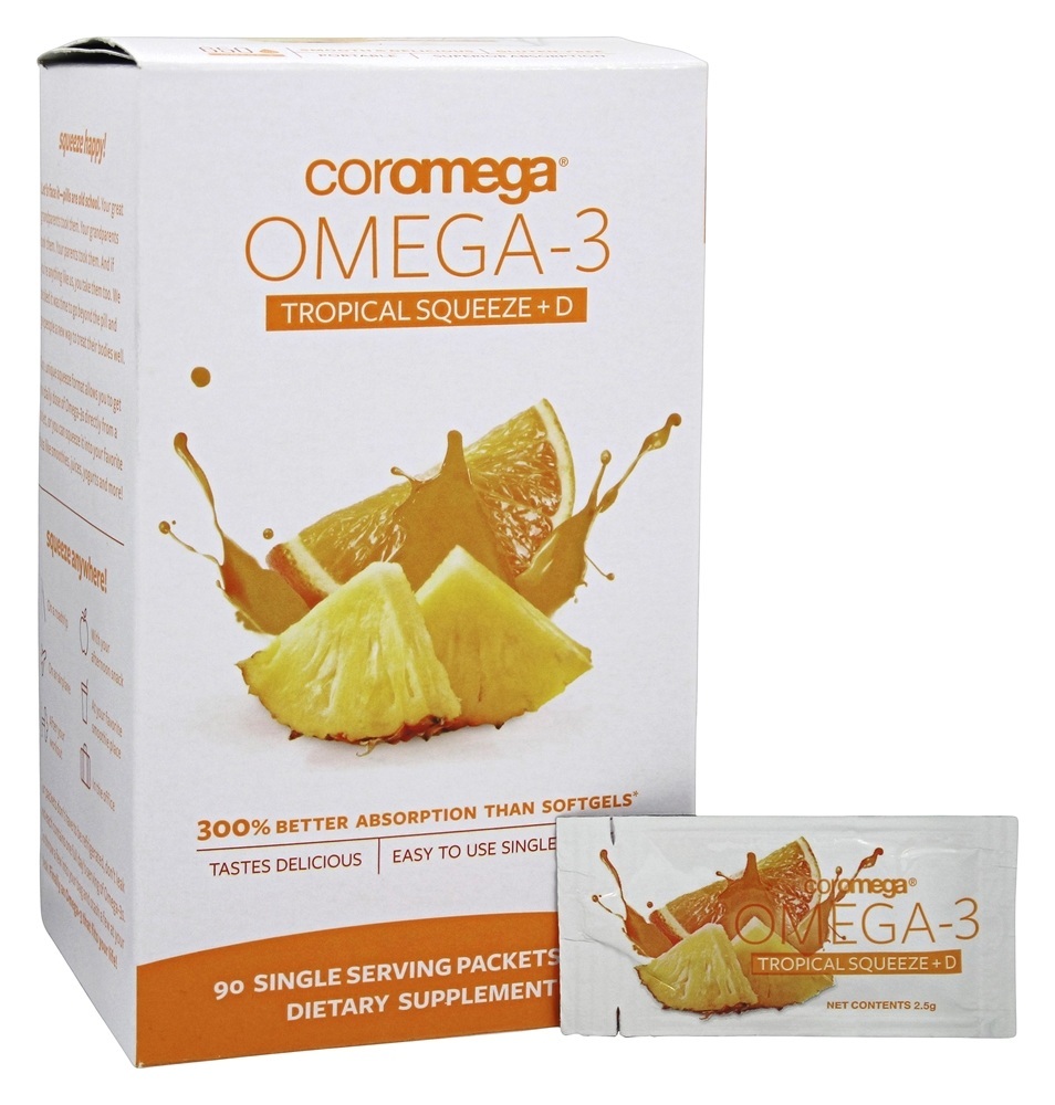 Omega - 3 Squeeze tropical + D - 90 Pacotes (s) Coromega - Imagem 2
