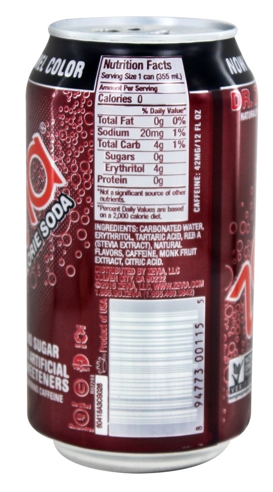 Toda a soda natural adoçada com estévia 12 oz. Latas Dr. Zevia Sabor - Pacote 6 Zevia - Imagem 3