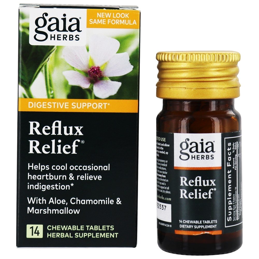 Socorro do Refluxo - 14 comprimidos mastigáveis Gaia Herbs
