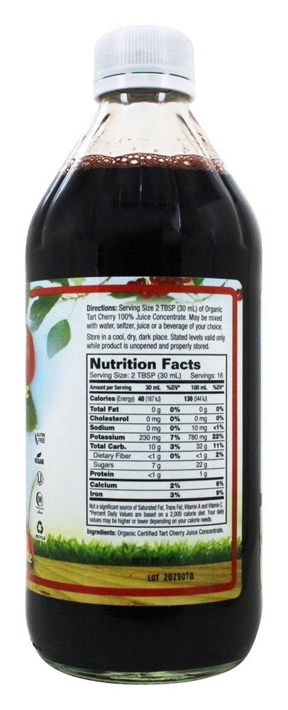 Suco Concentrado de Cereja Azeda Certificado Orgânico Sem Açúcar 100% Pure - 16 fl. oz. Dynamic Health - Imagem 2