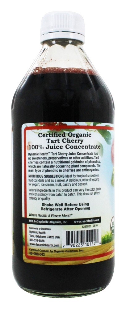 Suco Concentrado de Cereja Azeda Certificado Orgânico Sem Açúcar 100% Pure - 16 fl. oz. Dynamic Health - Imagem 3