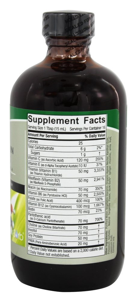 Complexo de Vitamina B Líquida Fórmula de Alta Potência Sabor Tangerina - 8 fl. oz. Nature's Answer - Imagem 2