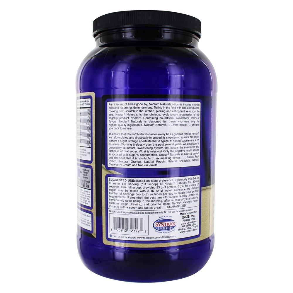 Néctar Naturals Soro de leite coalhado Proteína Isolar Natural Pêssego - 2 lbs. Syntrax - Imagem 3
