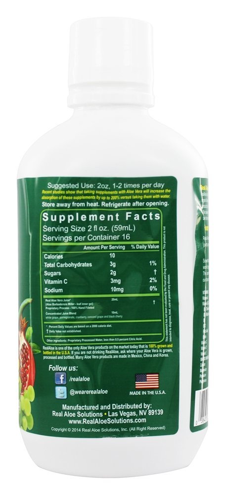 Super Suco Orgânico de Real Aloe Vera - 32 fl. oz. Real Aloe - Imagem 2