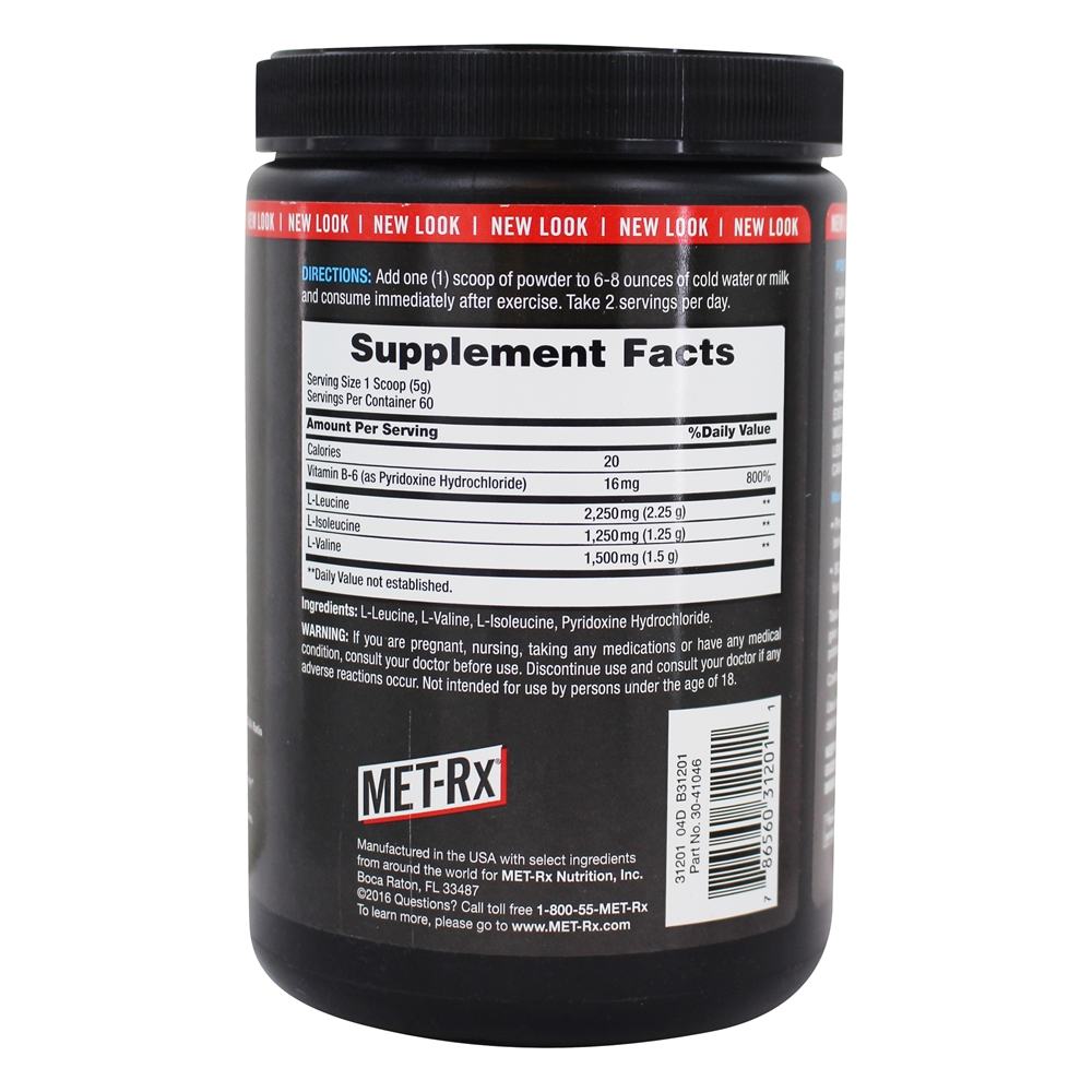 BCAA 5000 Pó De Aminoácidos De Cadeia Ramificada Sem Aromatizantes - 0.66 lbs. MET-Rx - Imagem 2