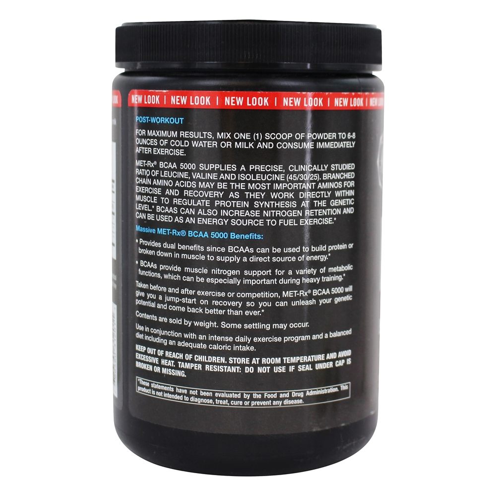 BCAA 5000 Pó De Aminoácidos De Cadeia Ramificada Sem Aromatizantes - 0.66 lbs. MET-Rx - Imagem 3