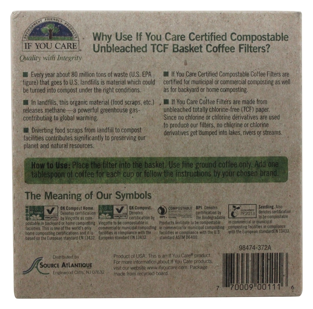 Café Filtros 8 polegada Cesta Cru Totalmente Cloro-Livre (TCF) - 100 Filtro (s) If You Care - Imagem 3