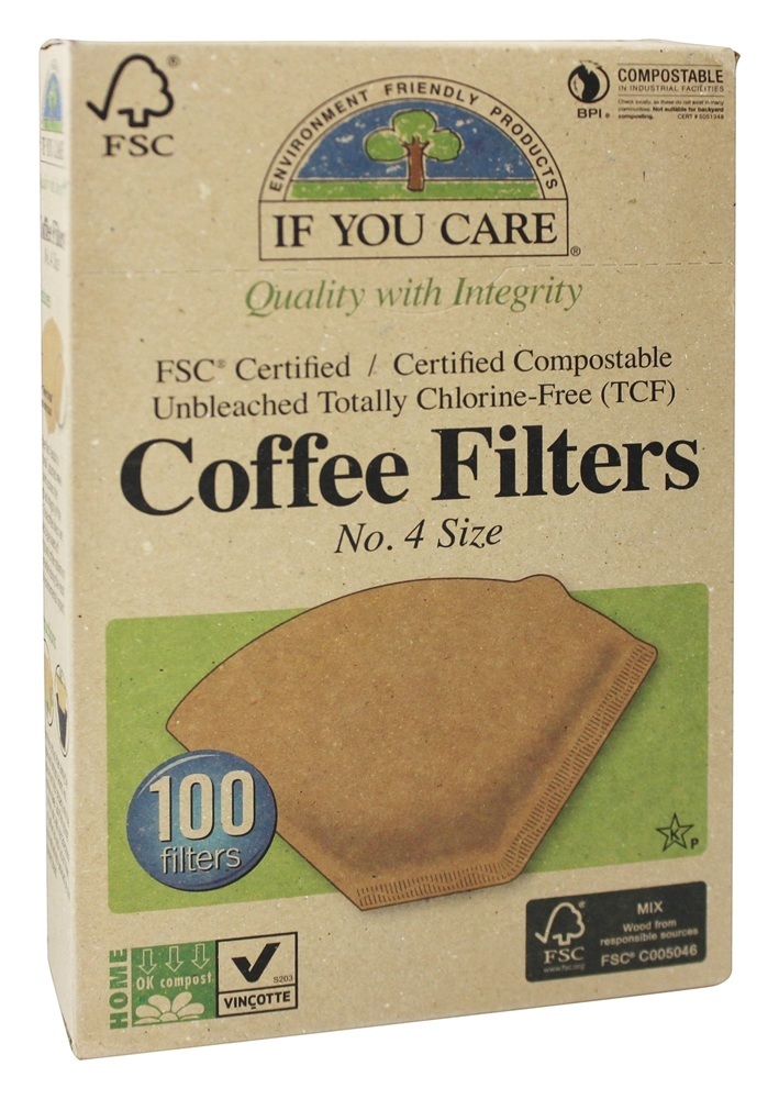 Café Filtros #4 Tamanho Cone Estilo Cru Totalmente Cloro-Livre (TCF) - 100 Filtro (s) If You Care