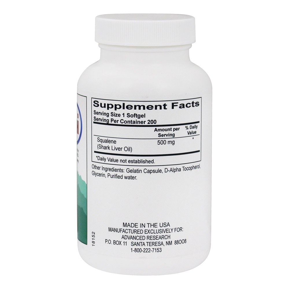 Esqualeno Óleo de Fígado de Tubarão 500 mg. - 200 Softgels Advanced Research - Imagem 2