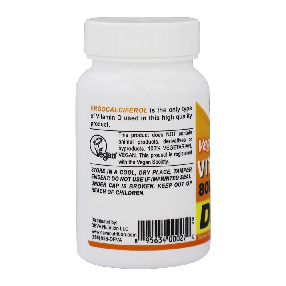 Vitamina D2 Vegana 800 UI - 90 Tablets Deva Nutrition - Imagem 3