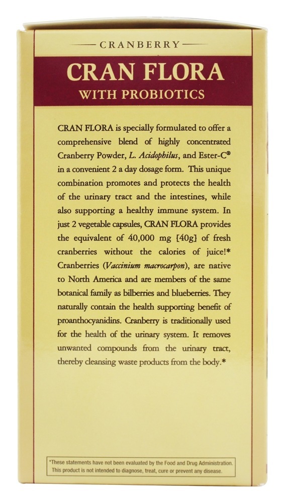 Cran Flora Com Probióticos & Ester C - Cápsulas vegetarianas 60 Solgar - Imagem 3