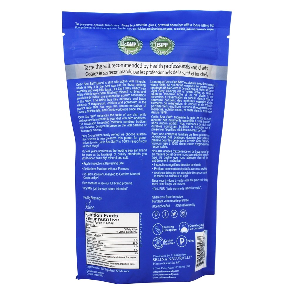 Vital Mineral Misturar Resealable Saco Luz Cinza Celta - 1 lb. Celtic Sea Salt - Imagem 2
