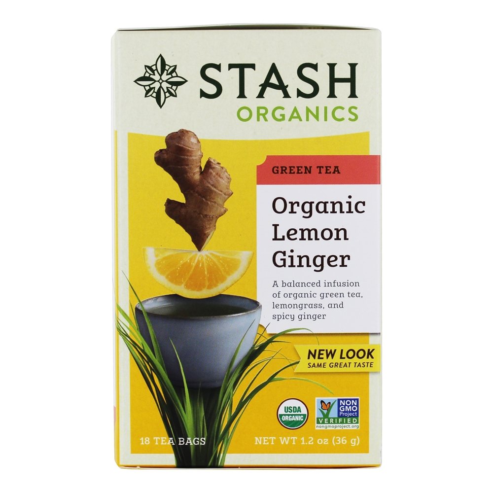Chá Verde Gengibre Orgânico Limão - 18 Saquinhos de Chá Stash Tea