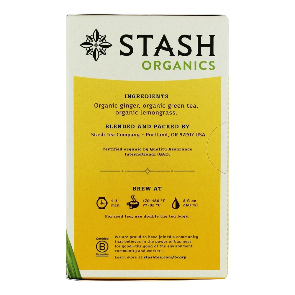 Chá Verde Gengibre Orgânico Limão - 18 Saquinhos de Chá Stash Tea - Imagem 2
