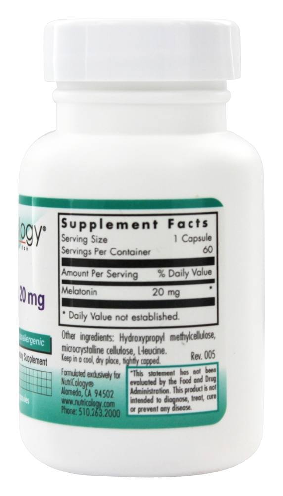 Melatonina 20 mg. - Cápsulas vegetarianas 60 Nutricology - Imagem 2