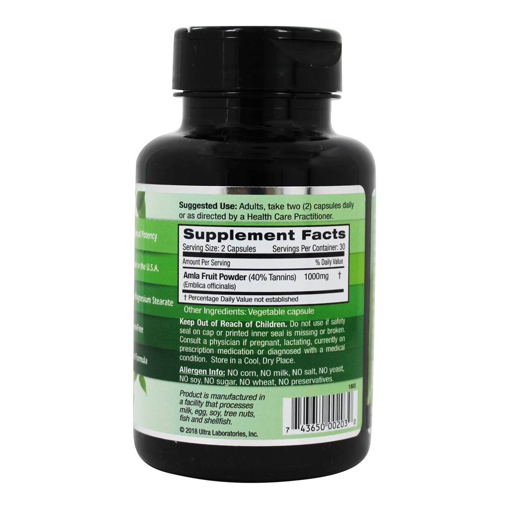 Amla Fruto Natural Fonte Vitamina C - 60 Cápsulas Vegetarianas Anteriormente FruitrientsXEmerald Labs - Imagem 2