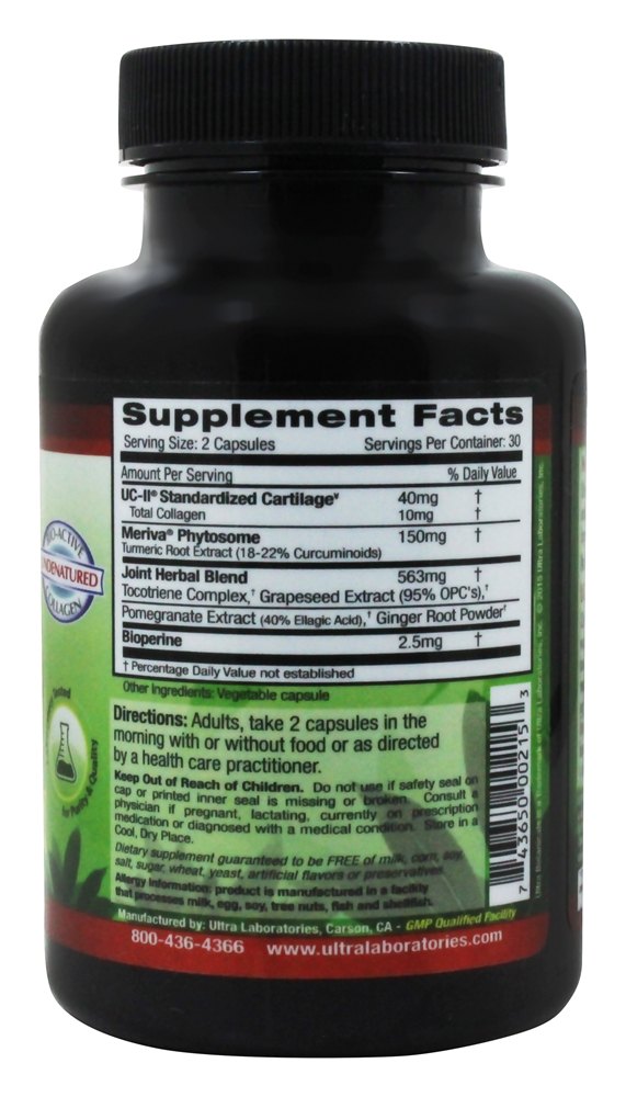 UC-II Fórmula para Articulação com Meriva Phytosome & Bioperine - Cápsulas 60 Ultra Botanicals - Imagem 2