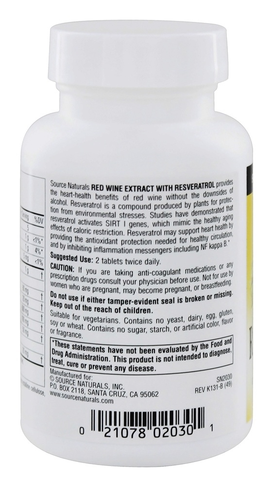 Extrato de Vinho Tinto com Resveratrol - 60 Tablets Source Naturals - Imagem 3