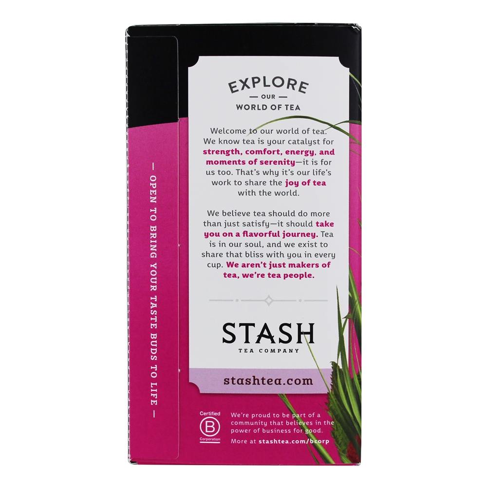 Chá de ervas de hibisco selvagem framboesa sem cafeína - 20 Saquinhos de Chá Stash Tea - Imagem 3
