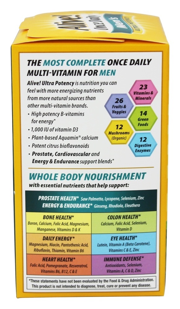 Alive! Multivitamínico & Energizador Integral Para Homens Ultra Potência - 60 Tablets Nature's Way - Imagem 4