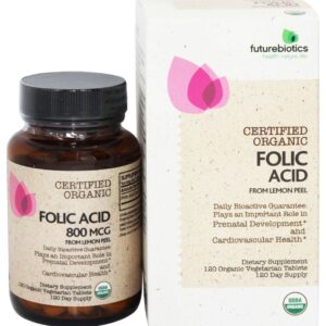 Ácido Fólico Certificado Orgânico de Casca de Limão - 120 Comprimidos vegetarianos Futurebiotics