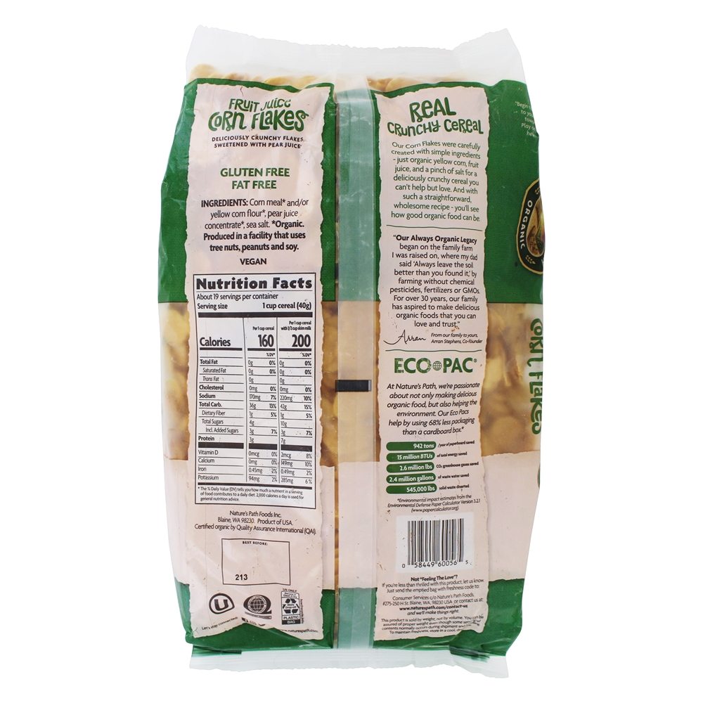 Suco de frutas orgânicas Flocos de milho adoçados - 26.4 oz. Nature's Path Organic - Imagem 2