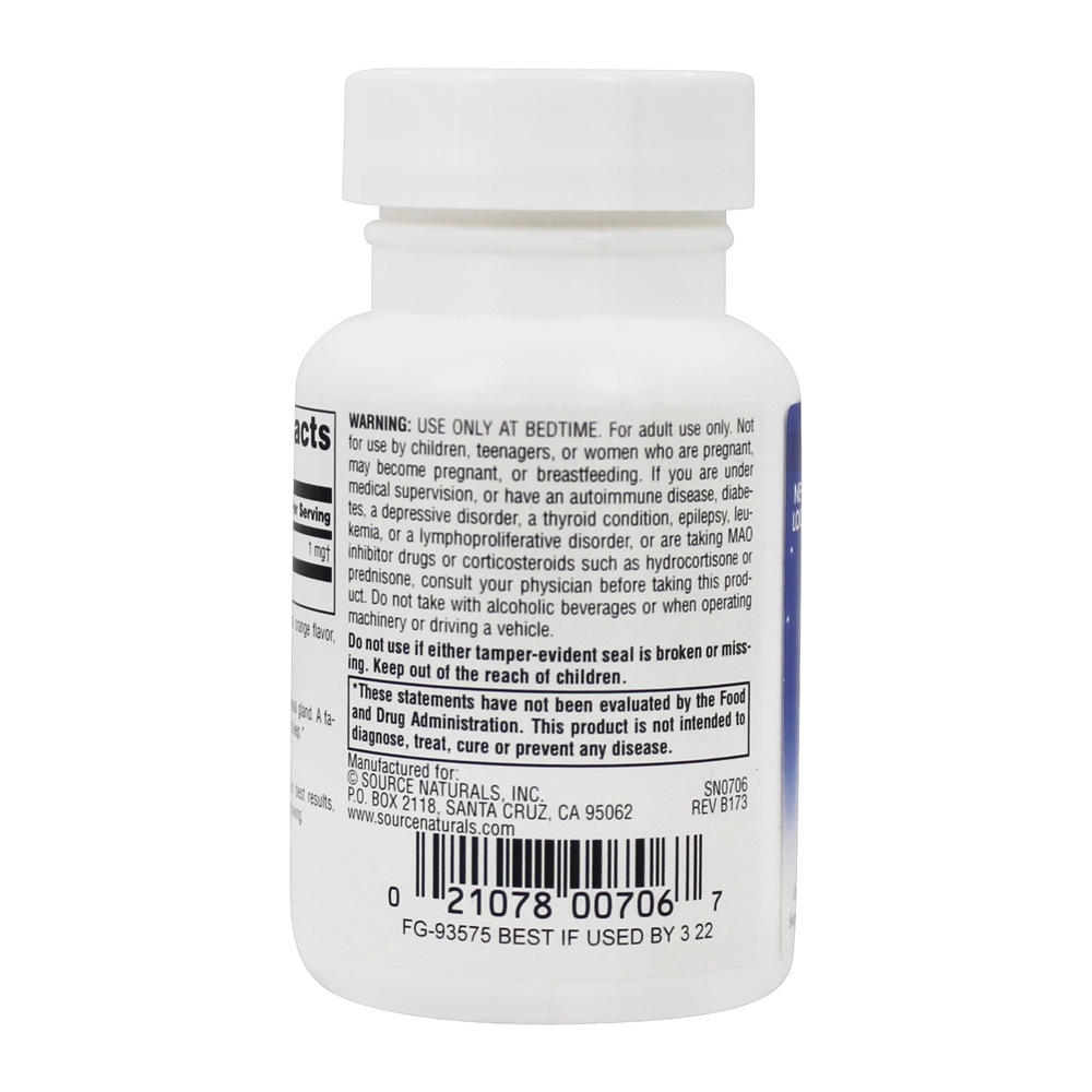 Melatonina Laranja 1 mg. - 100 Pastilhas Source Naturals - Imagem 3