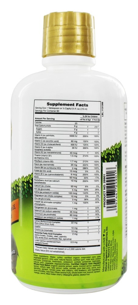 Fonte de Vida Animal Desfile Ouro Líquido Infantil Múltiplas-Vitamina & Mineral Natural Tropical Baga Sabor - 30 fl. oz. Natures Plus - Imagem 2