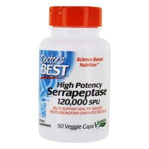 Serrapeptase de alta potência 120,000 SPU - 90 Cápsula (s) vegetal (s) Doctor's Best