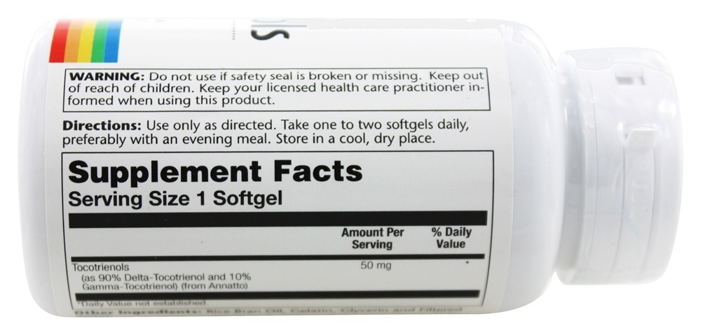 Tocotrienol de Urucum Sem Tocoferol 50 mg. - 60 Softgels Solaray - Imagem 2