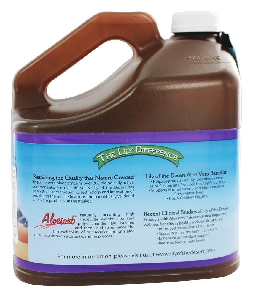 Conservante de filé interno de suco orgânico de aloe vera sem conservantes - 128 fl. oz. Lily Of The Desert - Imagem 3
