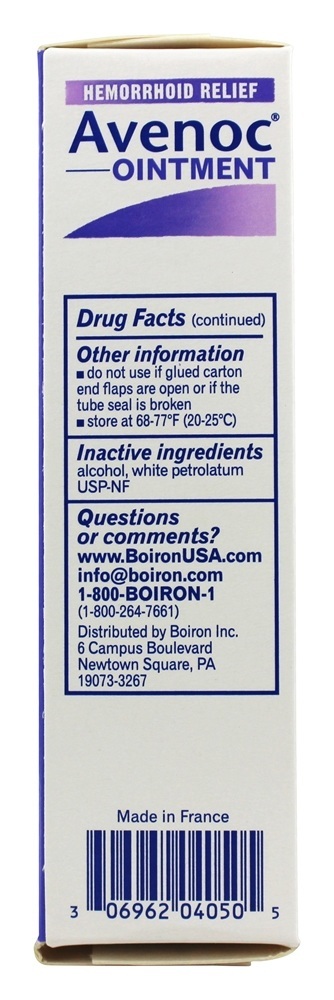 Avenoc Ointment Homeopathic Medicine para alívio de hemorróidas - 1 oz. Boiron - Imagem 3