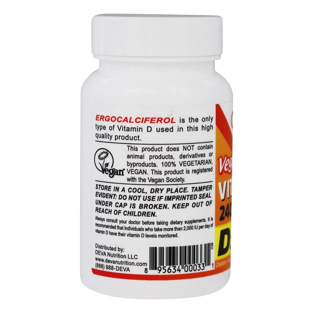 Vitamina D Vegana D2 2400 UI - 90 Tablets Deva Nutrition - Imagem 3