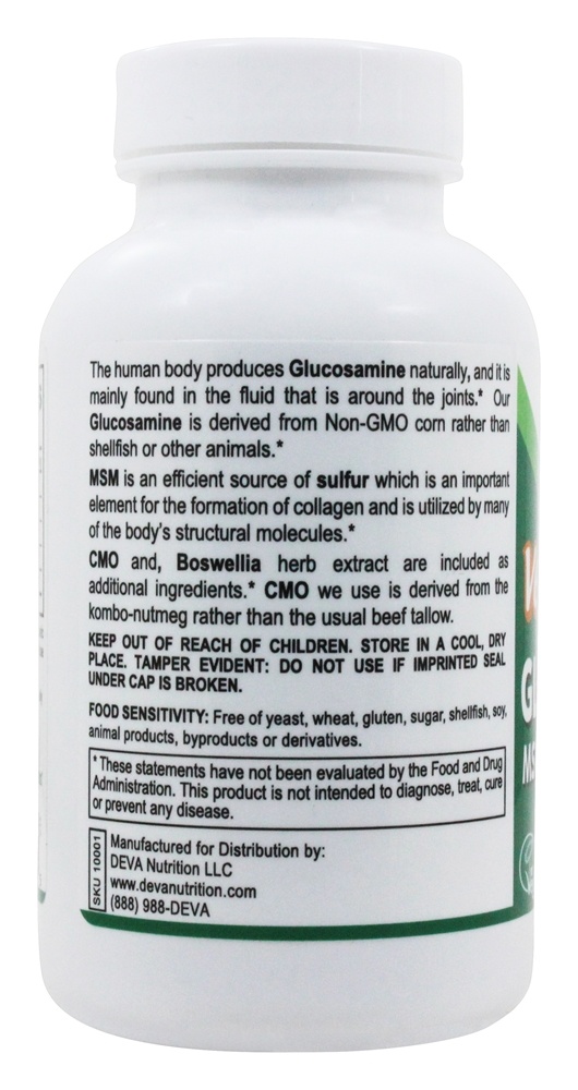 Suporte para articulação Vegan de glucosamina HSH e CMO - 90 Tablets Deva Nutrition - Imagem 3