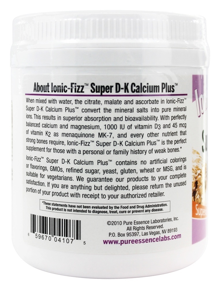Ionic-Fizz Super D K Cálcio Plus Sabor Laranja & Baunilha - 14.82 oz. Pure Essence Labs - Imagem 3