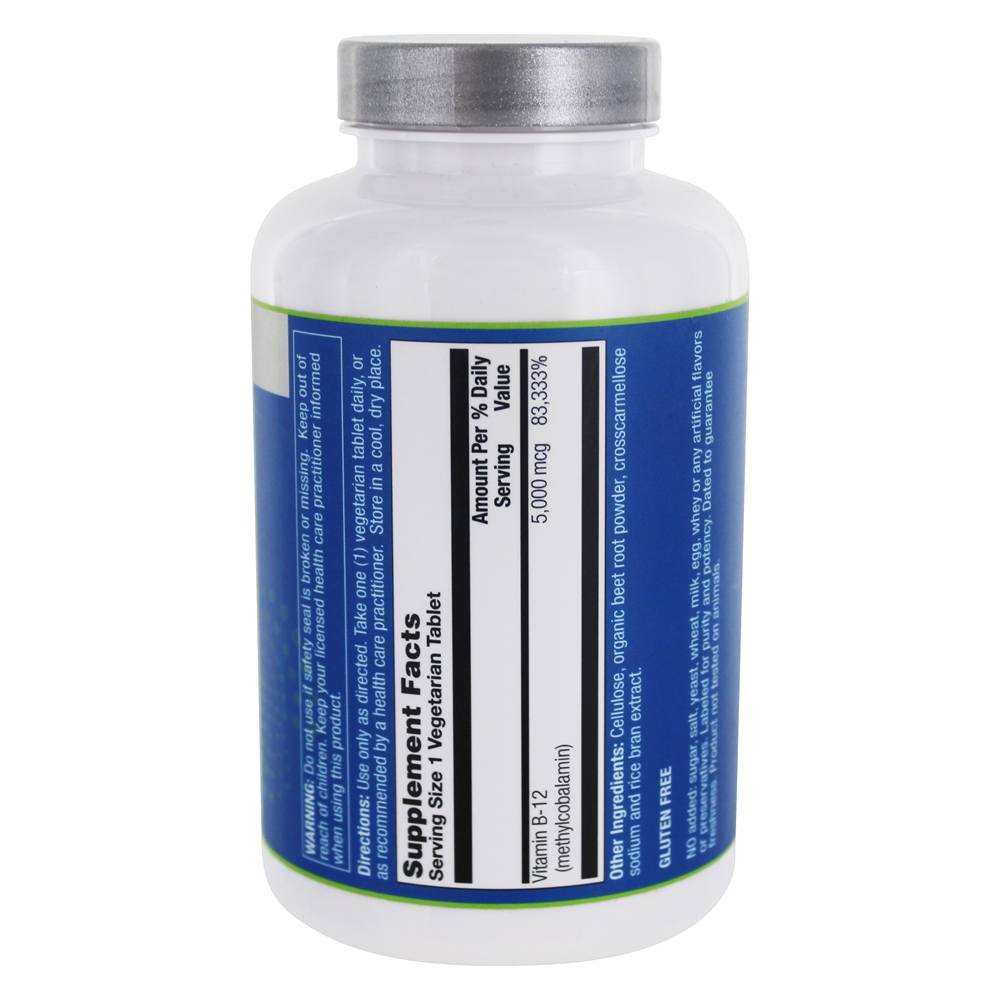 Explosão B12 Nervoso Sistema Apoiar & Energia Fórmula 5000 mcg. - 90 Comprimidos vegetarianos Vita Logic - Imagem 2