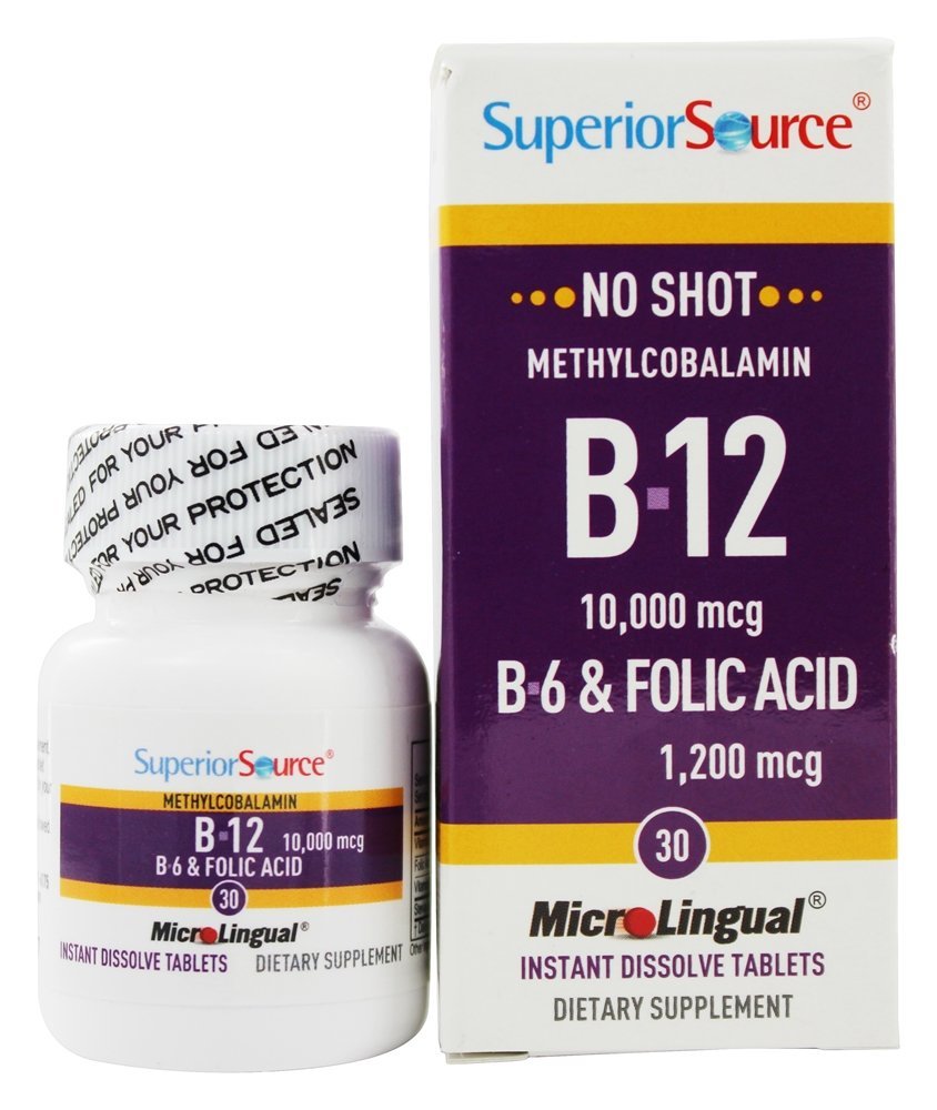 B12 Metilcobalamina 10000 mcg. Com B6 e Ácido Fólico 1200 mcg. - 30 Tablets Superior Source
