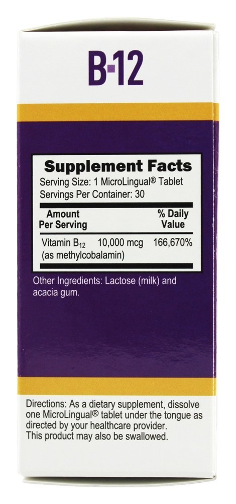 Sem Tiro B12 Metilcobalamina Extra Força Instantâneo Dissolver 10000 mcg. - 30 Tablets Superior Source - Imagem 2