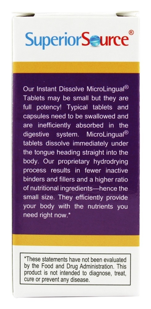Sem Tiro B12 Metilcobalamina Extra Força Instantâneo Dissolver 10000 mcg. - 30 Tablets Superior Source - Imagem 3