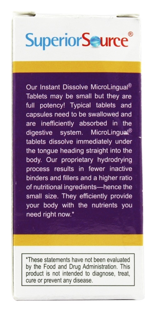 B12 Metilcobalamina 1000 mcg Com B6 & Ácido Fólico 400 mcg. - 60 Tablets Superior Source - Imagem 3