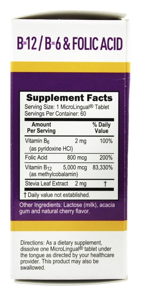 B12 Metilcobalamina 5000 mcg. Com B6 e Ácido Fólico 800 mcg. - 60 Tablets Superior Source - Imagem 2