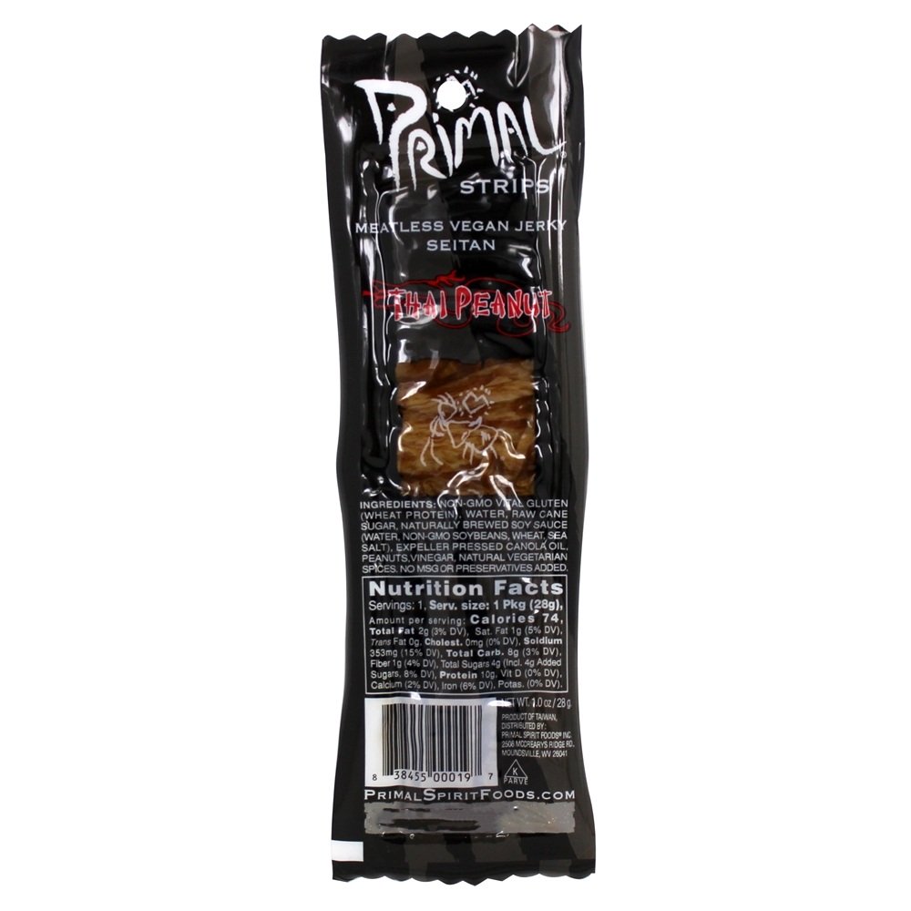 Sem carne Vegan Irregular Seitan Thai Amendoim Sabor - 1 Conte Primal Strips
