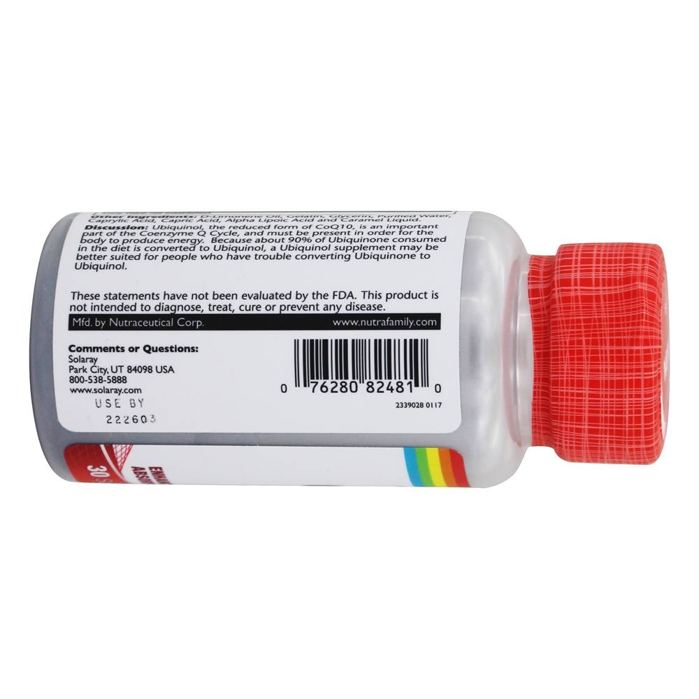 Ubiquinol CoQ-10 100 mg. - 30 Softgels Solaray - Imagem 4
