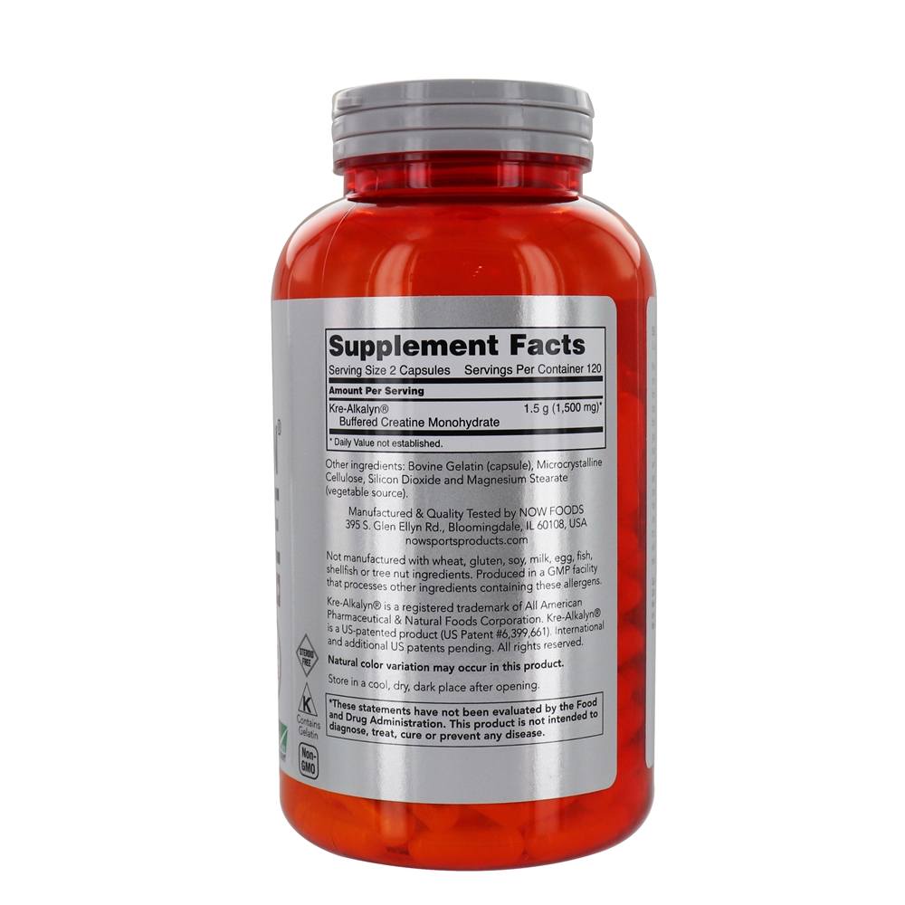 NOW Sports Kre-Alkalyn Creatine - Cápsulas 240 NOW Foods - Imagem 2