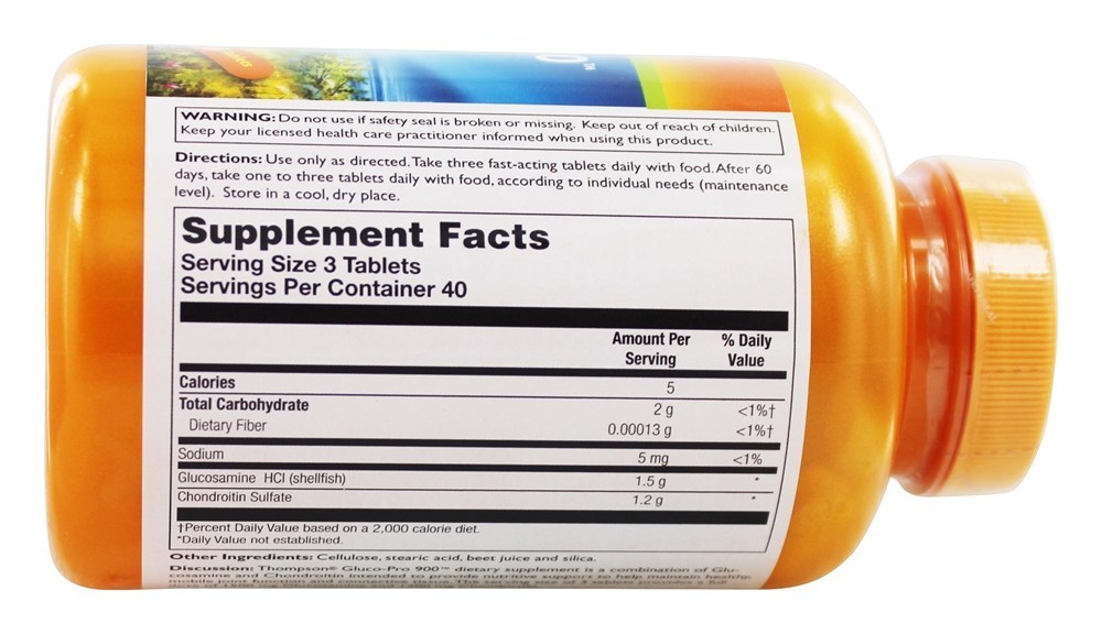 Gluco-Pro 900 Glucosamina Condroitina - 120 Tablets Thompson - Imagem 3