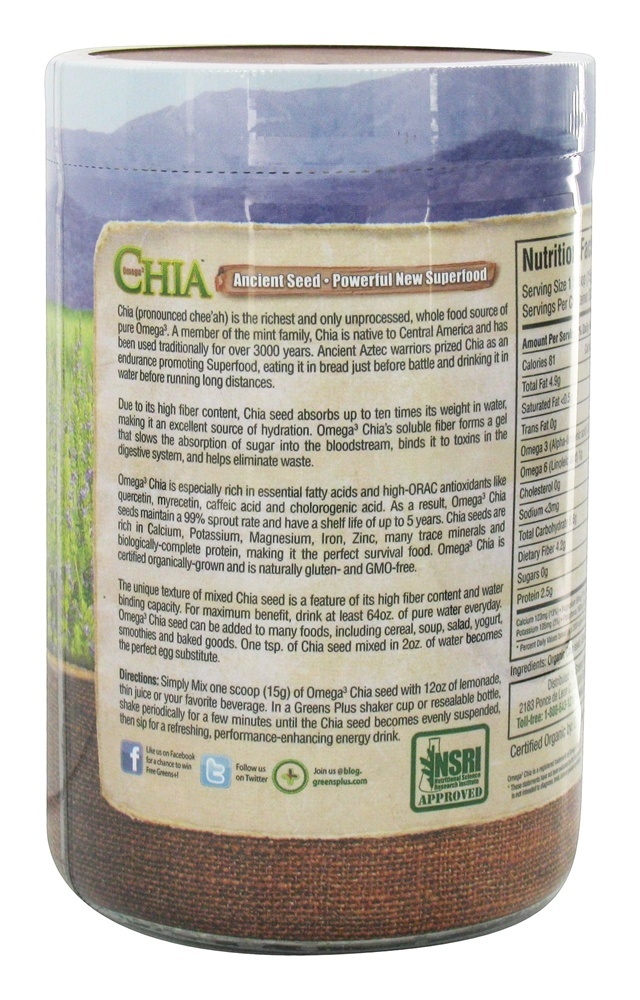 Omega - 3 Semente de Chia Superfood - 1 lb. Greens Plus - Imagem 2